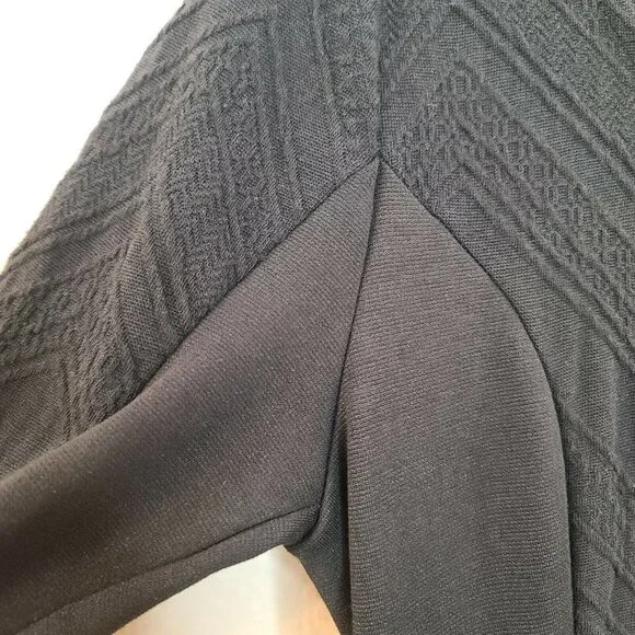 Divided H&M Dress Women Medium Black Chevron Embroidery Mini Slim Fitted Stretch - Picture 5 of 12